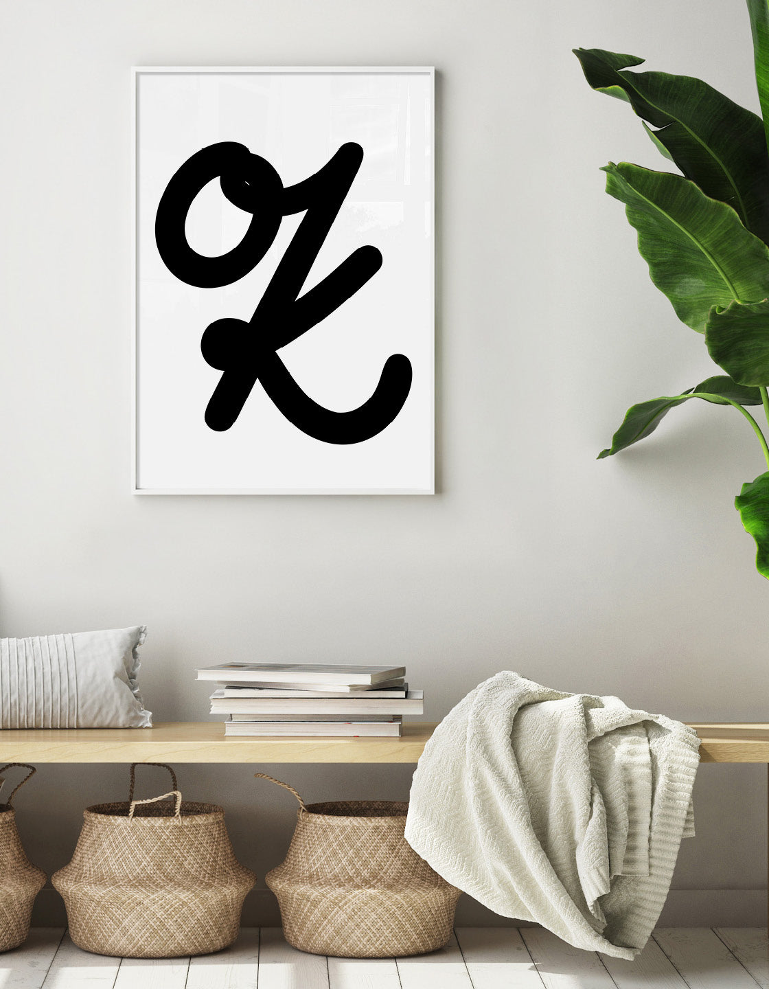 Ok monochrome text typography print