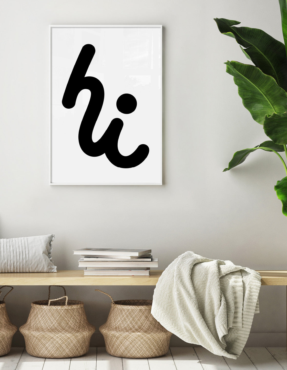 monochrome typography print - Hi in cursive text