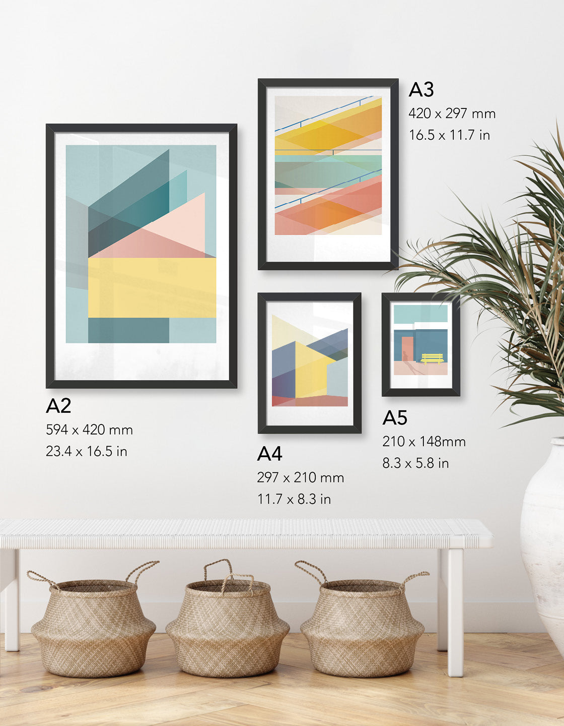 Wall art size options available; A2, A3, A4 and A5