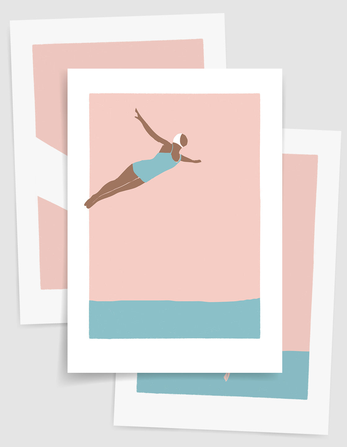 Diving woman print set