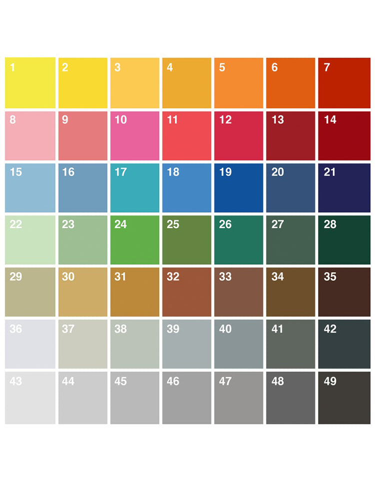 pantone style colour swatch with 49 colours for custom typography art print