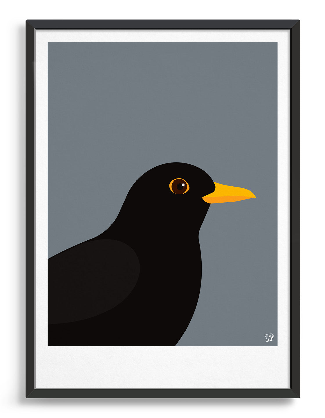 modern Blackbird illustration against a dark grey background