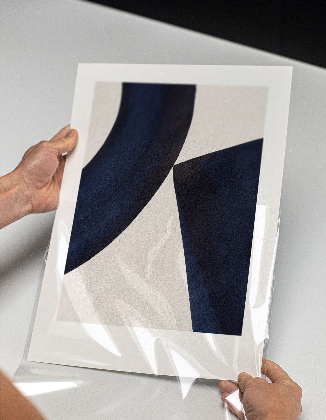 Rocket Jack minimal art print - Japandi design in navy/cream