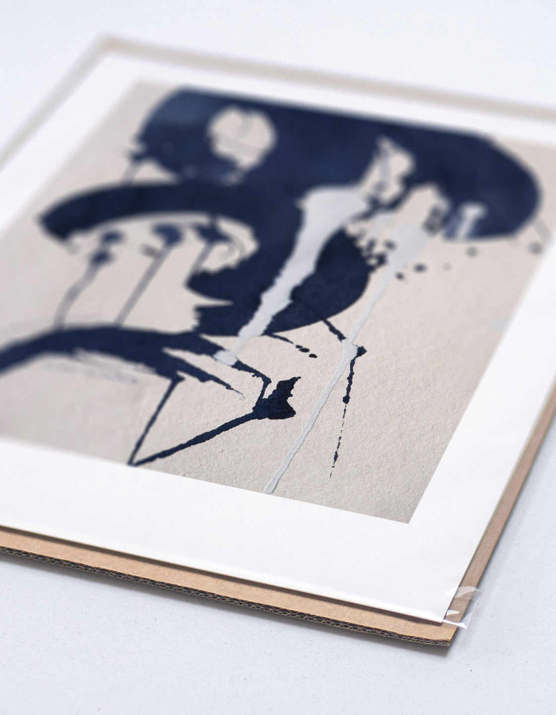Rocket Jack minimal art print - Japandi design in navy/cream