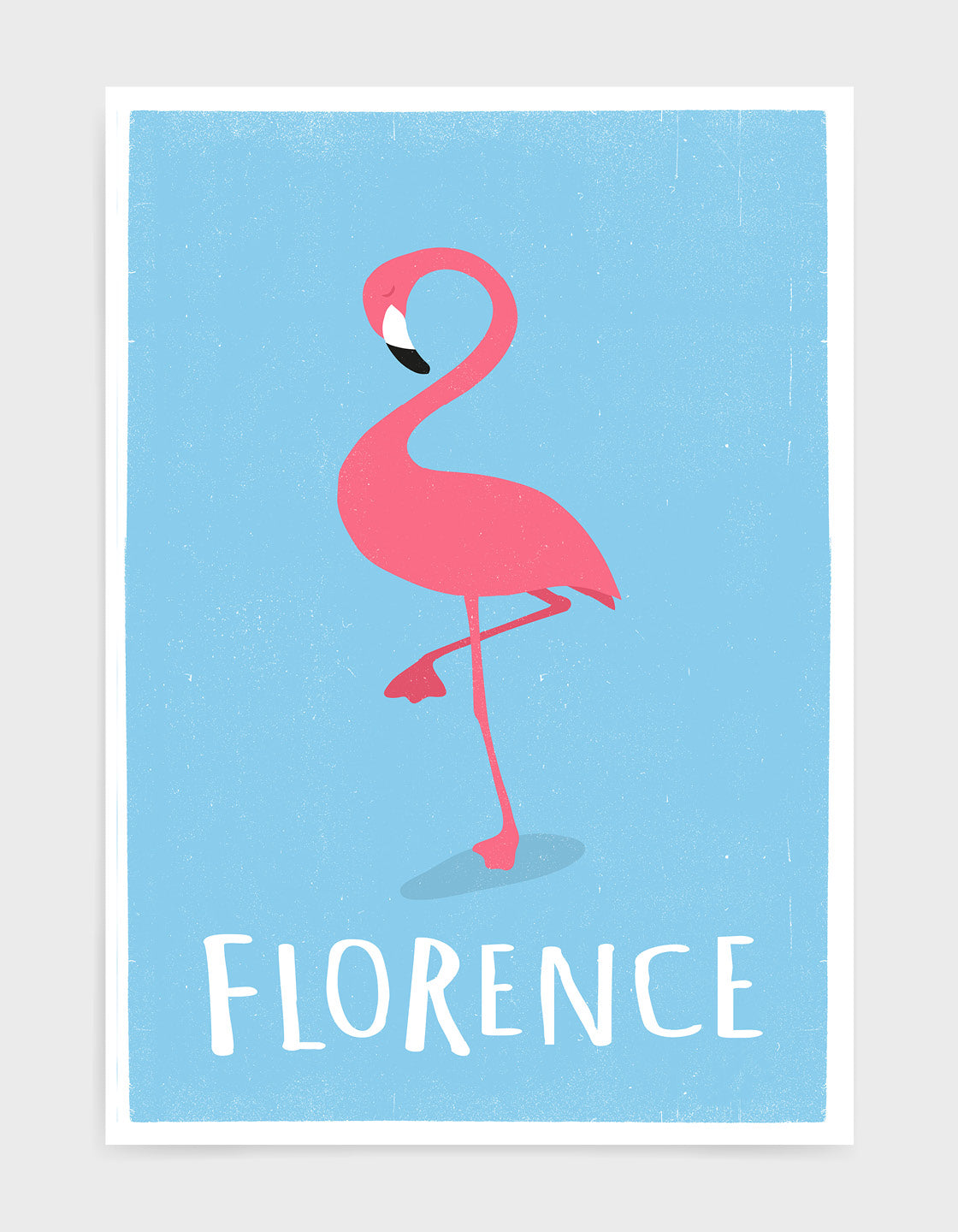 kids pink flamingo print on light blue background with option to add custom name