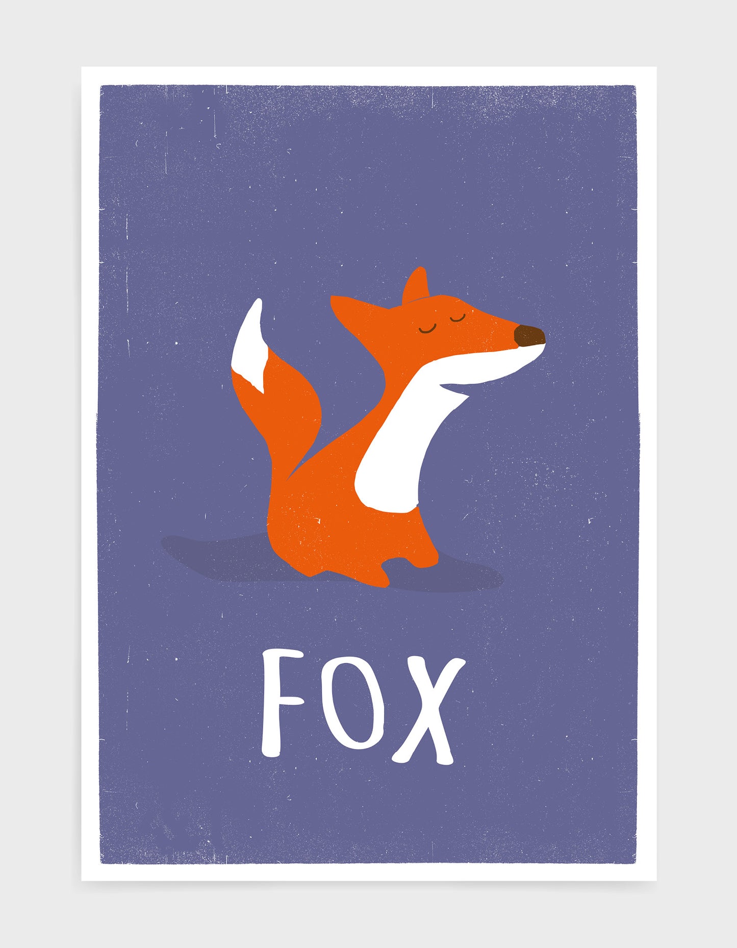 kids cute fox print on purple background with Fox underneath