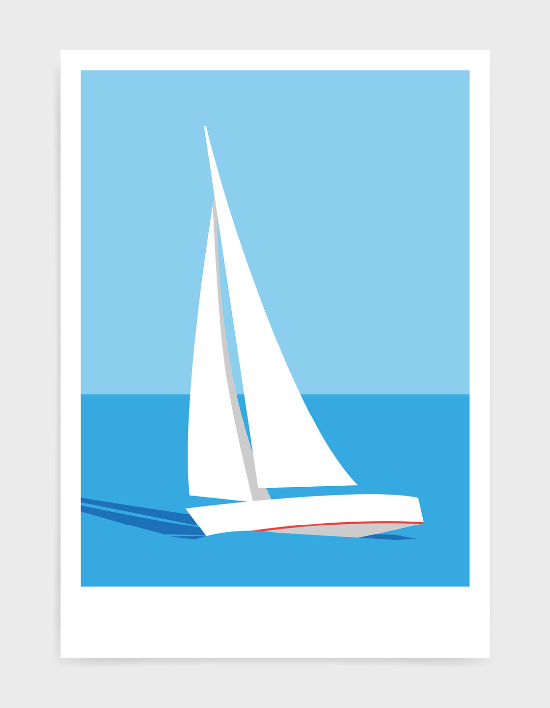 Image of white sailing boat by itself