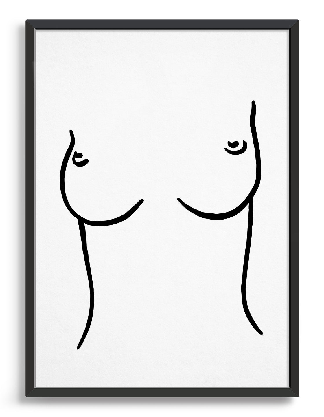 line drawing of a woman's torso and breasts