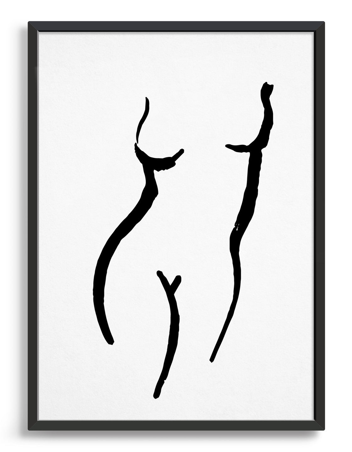 simple minimal black line drawing of a woman's torso against a white background