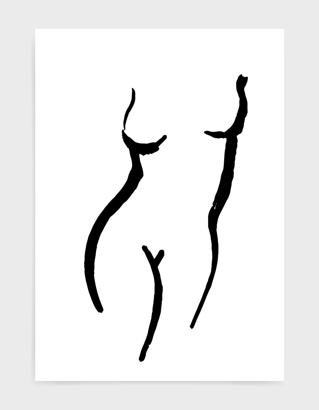 simple minimal black line drawing of a woman's torso against a white background