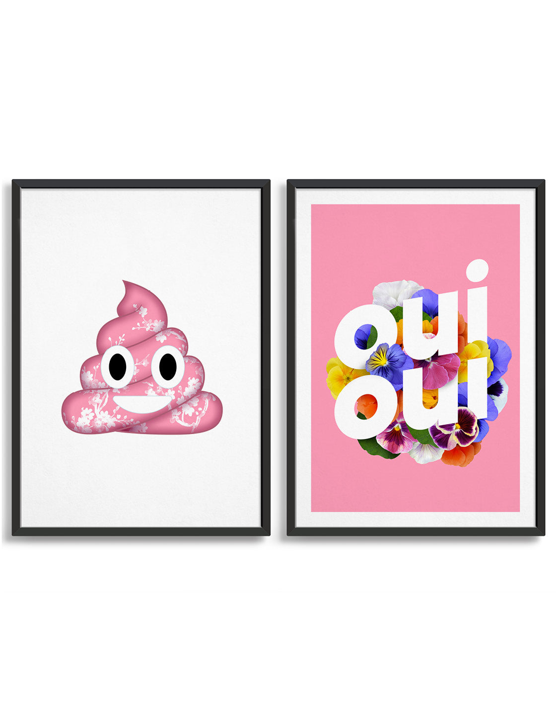 Image of pink Poo emoji and Oui Oui art print duo