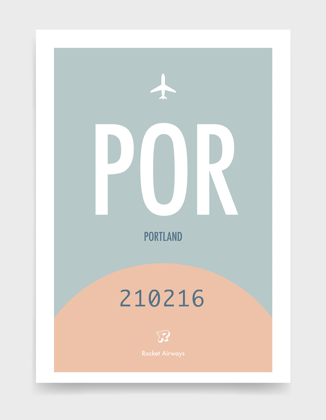 Retro travel destination print in teal & peach with customisable details