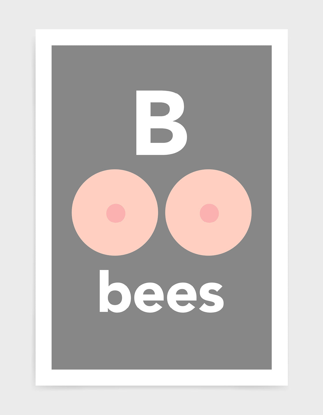 Boobies typogrphy print - pink background with B OO Bees