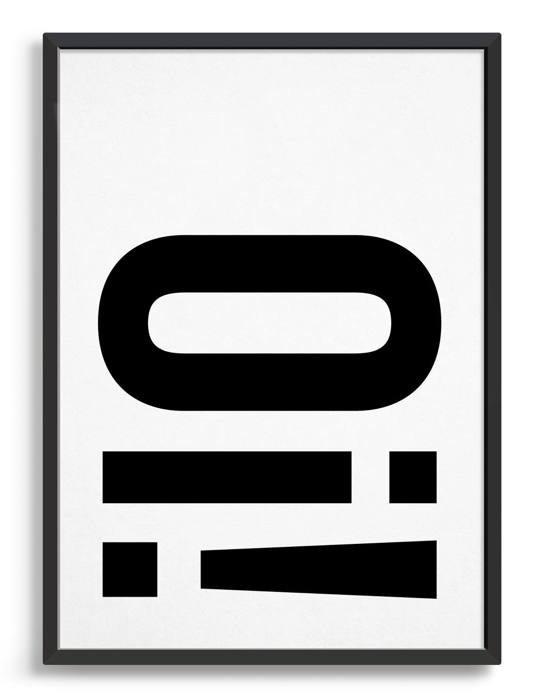 typography art print with Oi! in black against a white background
