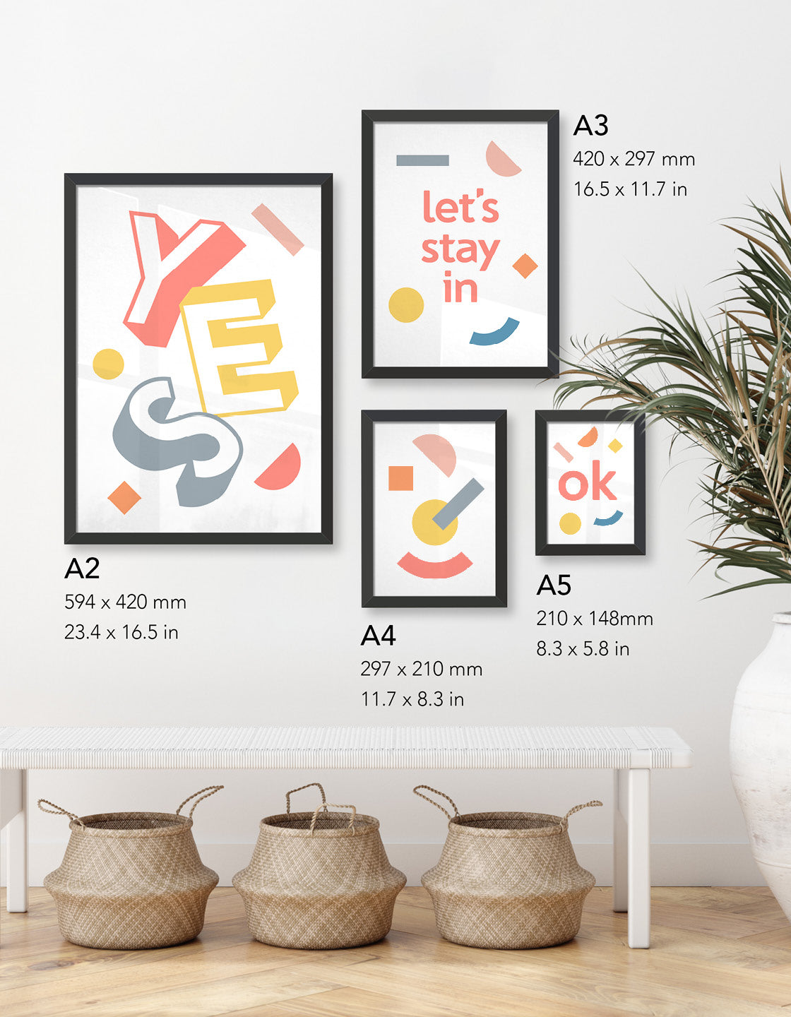 Image depicts different size prints available