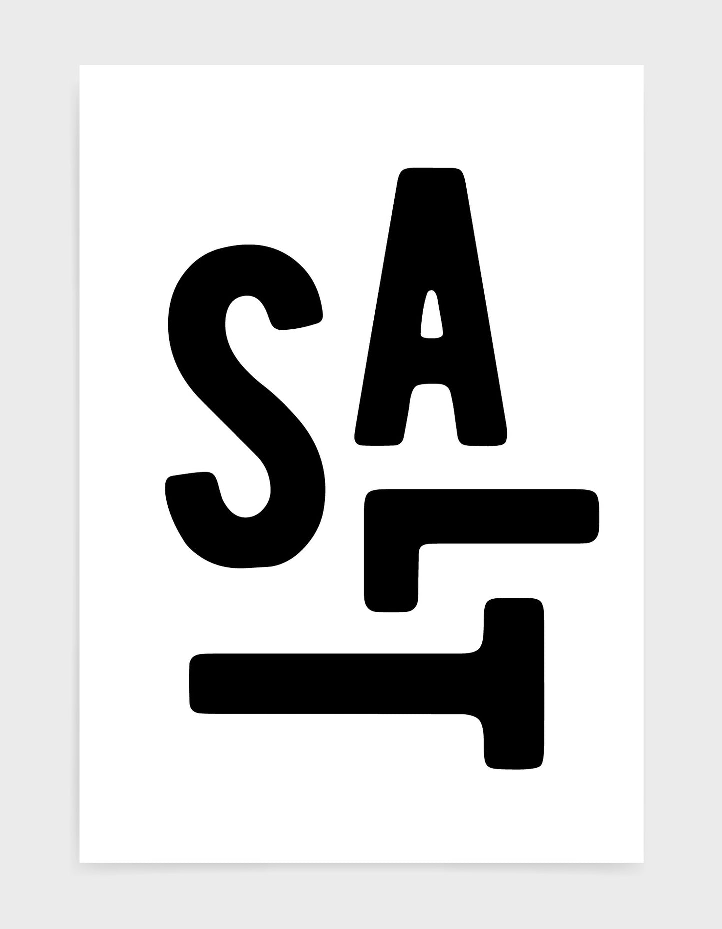 typography art print of the word salt in black text against a white background